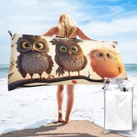 CSGJMYGS Sand Free Microfiber Beach Towel 27.5"x55" Owls Birds Quick Dry Towel Oversized B