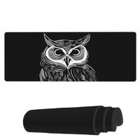 Famame Laptop Mouse Pad Owl Black and White Desk Mat with Stitched Edges 31.5X 11.8 inch Non-Slip La