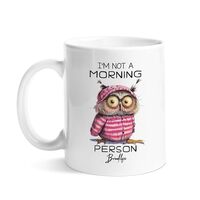 Personalized Cute Owl In Pajamas Design On Coffee Cups, Customized Name Ceramic Mug With Animal, Cus