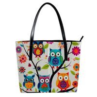 Purses for Women,Tote Bag Aesthetic,Women's Tote Handbags,Cartoon Owl Flowers and Birds