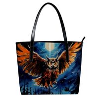 Purses for Women,Tote Bag Aesthetic,Women's Tote Handbags,Forest Night Flying Owl
