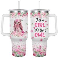 Jiaazerd Owl Tumbler for Owl Lover,40 oz Owl Insulated Water Bottle with Handle Straw Lid (Color 1)