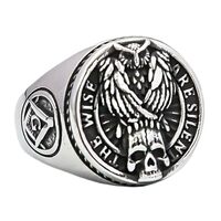 ZMY Home Owl & Skull Signet Ring - Masonic Design Statement Stainless Steel Jewelry (10)