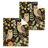 Haskirky Washcloths 2 Pack Owls Flowers Cotton Wash Cloths - 12 x 12 Inches Highly Absorbent Soft Fa