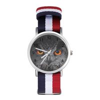 The Evil Eyes Eagle Owl Bubo Bubo Wrist Watch Adjustable Nylon Band Outdoor Sport Work Wristwatch Ea