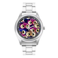 Big Eyes Owl Pattern Watches for Men Stainless Steel Easy Reader Business Watch Metal Watch Band, st