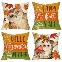 Ussap Happy Fall Y'all Decorative Throw Pillow Covers 16 x 16 Set of 4, Hello Sweater Weather O