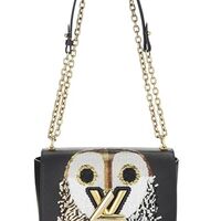 Louis Vuitton, Pre-Loved Black Epi Embellished Owl Twist Shoulder Bag MM, Black