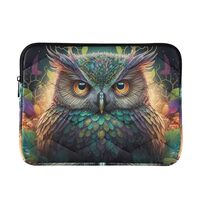 WOIWB Laptop Sleeve for 14 inch Laptops Magical Owl Flower Print, Stylish Soft Fabric Computer Bag C