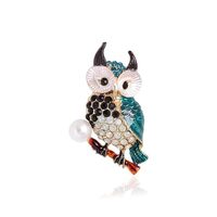 Women's Enamel Crystal Owl Brooch Pin Elegant Rhinestone Animal Statement Brooch Pins Fashion J