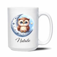 Ezaro Baby Owl Travel Mug, Personalized Owl Coffee Cup With Name, Owl Mug For Owl Lovers, Owl Moon T