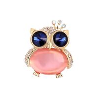 Women's Pink Crystal Owl Brooch Pin Elegant Rhinestone Animal Statement Brooch Pins Fashion Jew