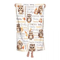 Personalized Beach Towel,Custom Name Owl Towel for Kids & Adult,Absorbent Breathable Lightweight