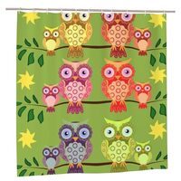 aHaBiKas Shower Curtains for Bathroom, Fun Decorative Colorful Owl Family Water Resistant Shower Cur