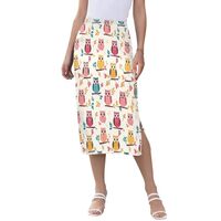 ALAZA Bird Owl Leaf Branch Women's Skirts Split Skirt Weekend Skirts XL Multicolored