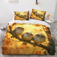 OmErsa Owl Duvet Cover California King Size Bedding Set 3 PCS, Birds Comforter Cover & 2 Pillowc