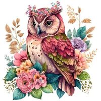 ZQEATRY Diamond Art Painting Kits for Adults,Owl Flowers Diamond Art Kits for Adults Beginners,DIY 5