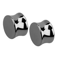 Pierced Owl - Hematite Stone Double Flared Plug Earrings, Sold as a Pair (22mm (7/8"))