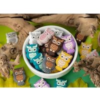 5 Beads Owl Focal Silicone Cute, Beautiful Focal Silicone Beads for Pens and DIY, Silicone Beads for