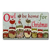 Welcome Doormat Owl Be Home for Christmas Doormat Non-Slip Absorbent Resist Dirt Doormat Entrance Ru