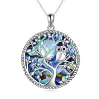 KQF Owl Necklace for Women Sterling Silver Moonstone Life of Tree Pendant Necklace Owl Jewelry Gifts