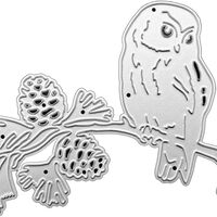 Silver Owl On Branches Leaves 3D Embossing Metal Cutting Dies Stencil DIY Scrapbooking Album Paper G