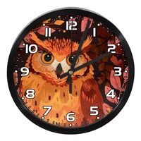 WOSHJIUK Wall Clock,Clocks for Bedroom,Battery Operated,Forest Animal Owl,Round Silent Clock 9.8 in