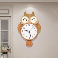 MENALGNDI Owl Wall Clock Owl Pendulum Clock Decorative Wall Clolck Non Ticking Battery Operated Pend
