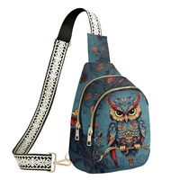 wiuurs Owl Sling Bag for Women Leather CrossBody Bags Travel Sling Backpack with Adjustable Strap fo