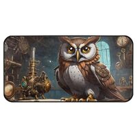ZENWAWA Area Rug Throw Rug 39×20 Inches Owl Work Steampunk Print, Elastic Cotton Interlayer fo