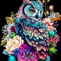 croshom Owl Diamond Art Painting Kits for Adults, Owl Flower Full Drill gem art Paintings for Beginn