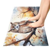 DOMIKING Watercolor Painting Owl Runner Rug for Hallways Non-Silp Area Rug Mat Plush Carpets for Bat