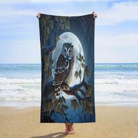 LNDDYTP Watercolor Cartoon Moon Owl Beach Towels Oversized Lightweight Soft,Rustic Forest Animal Owl