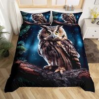 Feelyou Owl Comforter Cover Full Size for Boys Girls, Owl Animal Bedding Set Cartoon Owl Duvet Cover