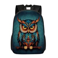 DOINBEE Kid's Owl Backpack for School, Cute Boho Owl Ethnic Retro Green Laptop Backpack Purse f