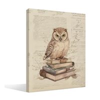 OXW Vintage Owl Magic Canvas Wall Art - Retro Owl Book Magic Animal Artwork, Qwl Wall Decor Gifts fo