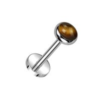 Pierced Owl 18GA ASTM F-136 Implant Grade Titanium Threadless Push-In Bezel Set Natural Stone Flat B