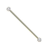 Pierced Owl 14GA ASTM F-136 Implant Grade Titanium Threadless Push-In CZ Crystal Ends Industrial Bar