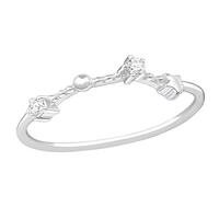 Pierced Owl 925 Sterling Silver CZ Crystal Zodiac Sign Constellation Ring (Aries, 8)