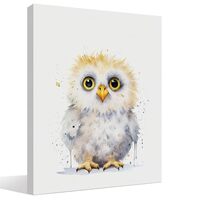 BIWSHA Cute Owl Wall Art - Woodland Animals Nursery Decor, Watercolor Wild Animal Owl Wall Art Print