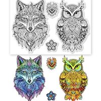 CHGCRAFT Animals Clear Stamps Wolf Owl Mandala Silicone Stamps for Card Making Transparent Clear Sta