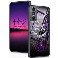FGDRFGRW Designed for Galaxy S24 Plus Case,Tempered Glass Back with Soft Silicone Bumper Shock Prote