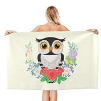 LIICHEES Cartoon Owl with Flowers Bath Towels 32 X 52 Inches Durable Soft Highly Absorbent Quick Dry
