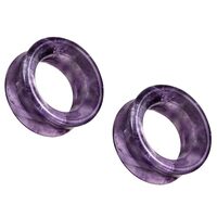 Pierced Owl - Natural Amethyst Stone Double Flared Saddle Tunnels, Sold as a Pair (30mm (1.18")