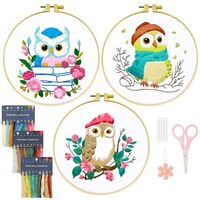 ASTNIC Embroidery Kit for Beginners, 3 Sets Owl Embroidery Patterns with Punch Needle Kit Arts &