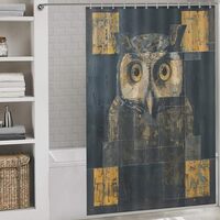 HighonHi Abstract Art Owl Shower Curtain Funny Bird Shower Curtain Colorful Machine Washable Kids Sh