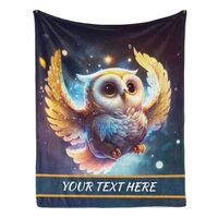 CUSPILO Custom Owl Throw Blanket, Soft Cozy Birthday Christmas Blanket for Couch Sofa Living Room Be