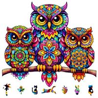 NATITI Owls Family Wooden Jigsaw Puzzles for Adults, 11'' x 10'', 174 Pcs, Gift 