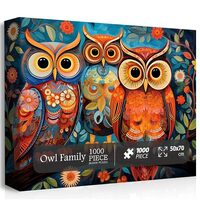 Owl Puzzles for Adults 1000 Pieces, Vintage Bird Family Jigsaw Puzzles，Impossible Flower Forest An