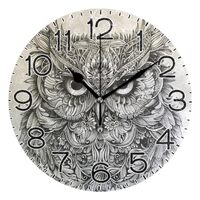 Boho Style Ornate Owl Wall Clock Battery Operated Non Ticking Silent Quartz Analog Rustic Farmhouse 